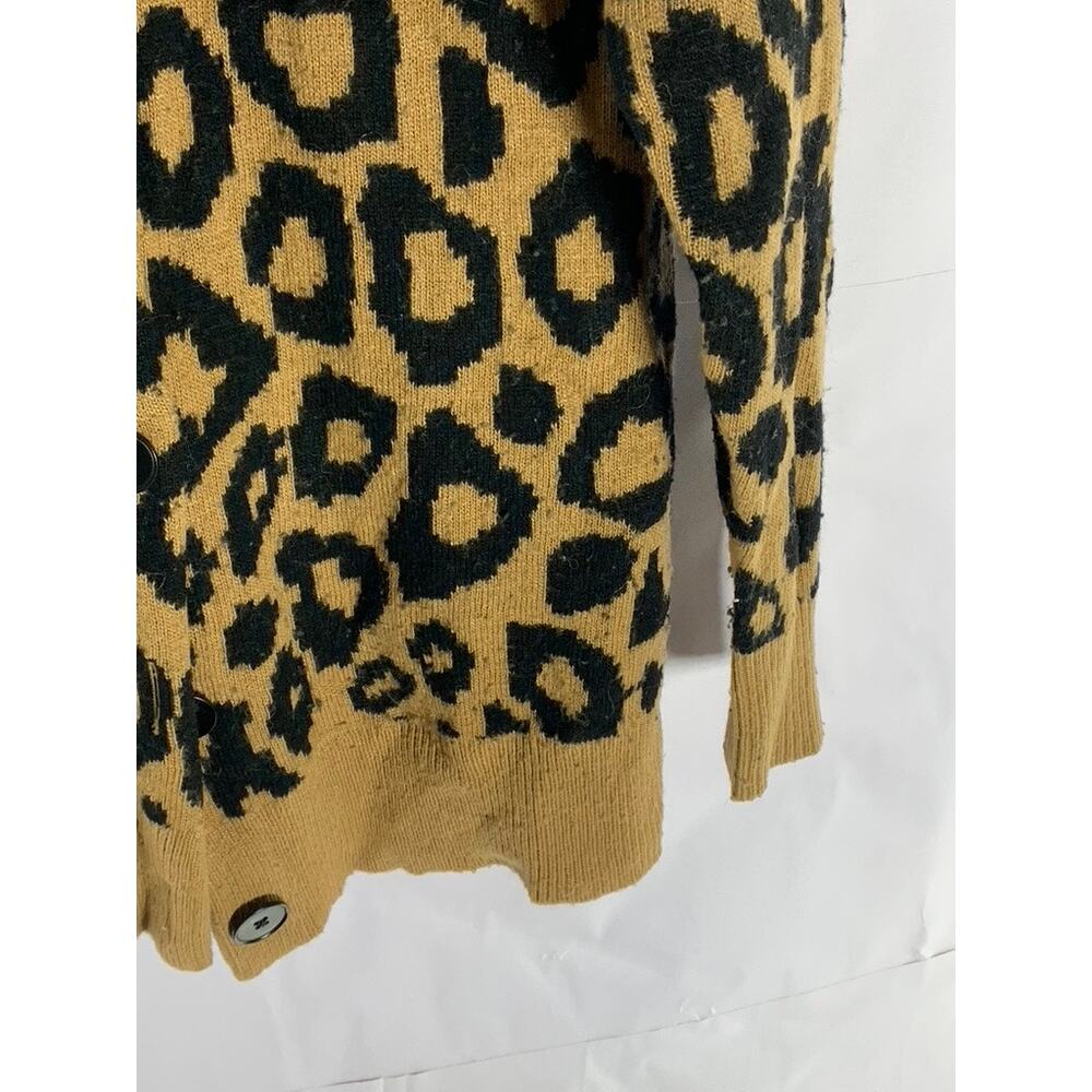 SUNDAY BEST Women's Tan/Black Animal Print Button-Up Cardigan SZ S - Picture 5 of 11